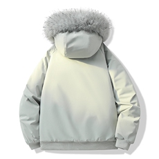 2025冬新款抖音宽松美式休闲潮流毛领连帽棉衣男棉服情侣大码，男装棉衣，星座1402-1