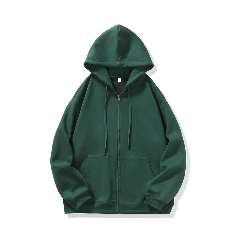 潮流大码休闲宽松情侣开衫连帽纯色卫衣外套W4277-P44【特价】,女装短外套,电商A007