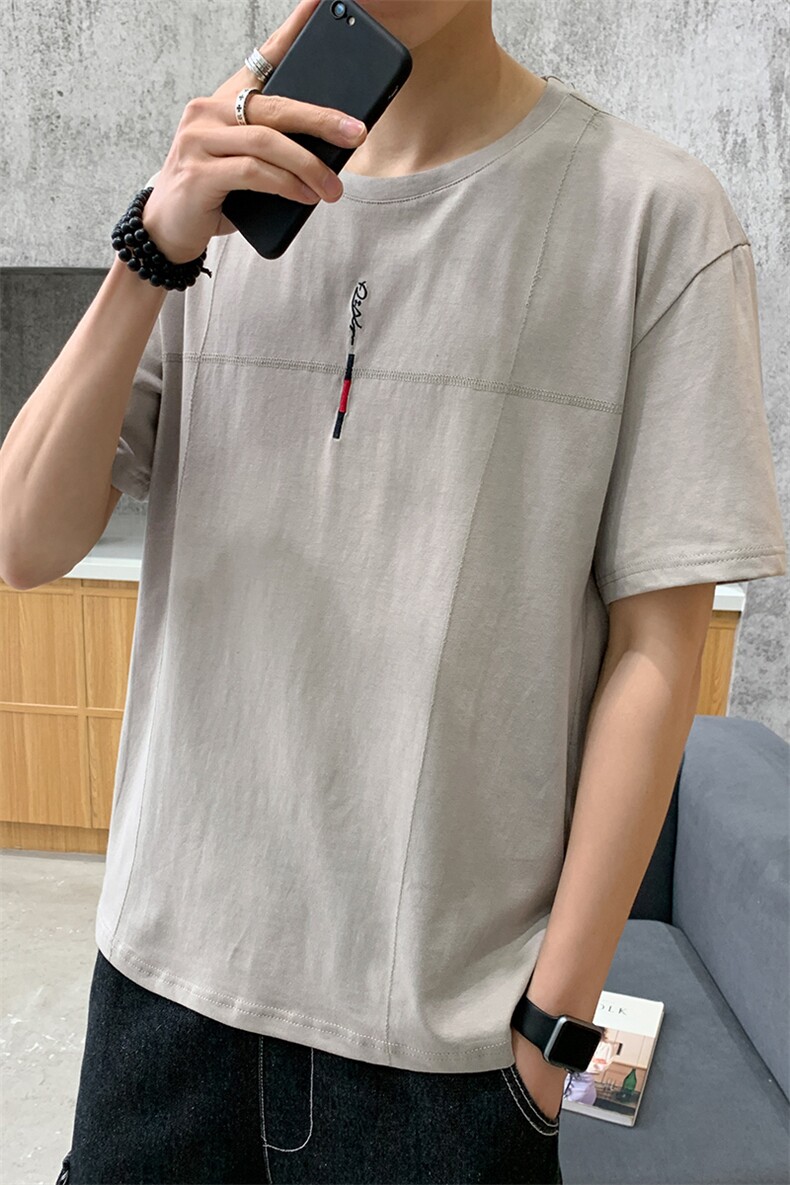 2021夏季男士纯棉短袖T恤韩版潮流半袖体恤潮牌DS790TP25,男装T恤,电商A102