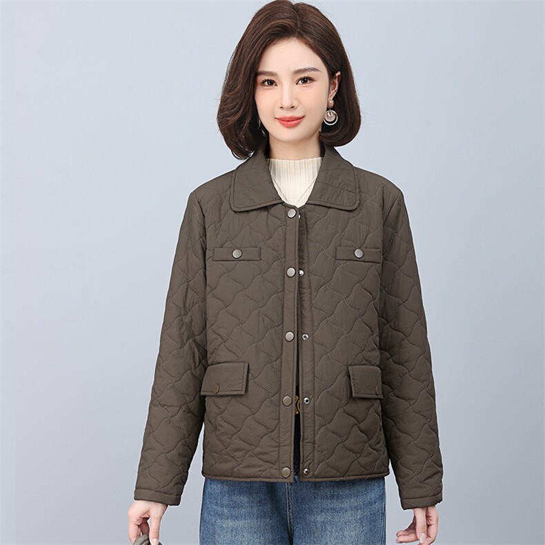 2023年冬季翻领小香风绗绣短款棉衣,女装棉衣/棉服,文熹诺