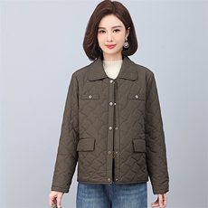 2023年冬季翻领小香风绗绣短款棉衣，女装棉衣/棉服，文熹诺