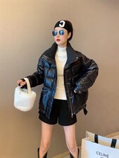 衣,时尚小清新,这件是两款面料拼接的大，，女装棉衣/棉服，时尚靓姿