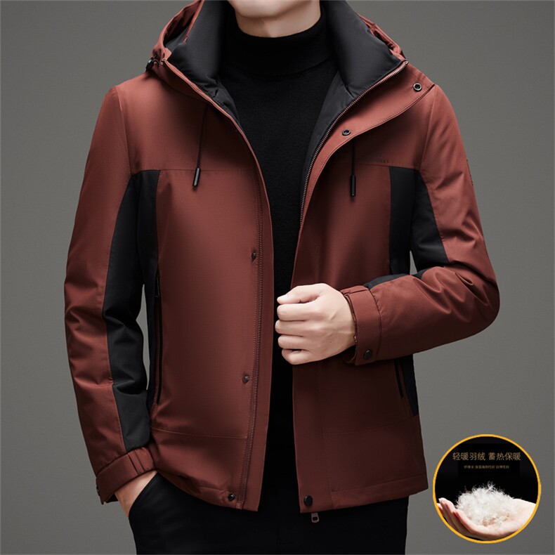 连帽羽绒服男冬季加厚户外运动休闲拼色宽松冲锋衣羽绒服外套,男装羽绒服,钱塘723