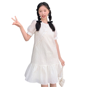 肌理感小香风连衣裙女夏2023新款小个子减龄漂亮洋气荷叶边小黑裙图片