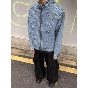 美式复古水洗做旧牛仔外套男女潮牌高街痞帅宽松夹克JK895-P73