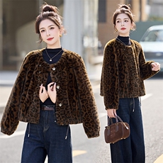 现货主推2025冬季新款洋气气质豹纹短外套，女装短外套，半夏