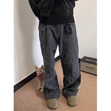 美式复古多口袋工装裤男女直筒微喇水洗休闲长裤子LN10488-p62，男装工装外套，星座1008