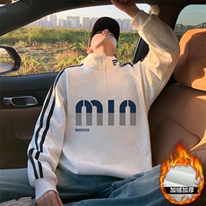 G011加绒美式半高领外套oversize立领半拉链卫衣加绒加厚，男装卫衣，星座304A-1