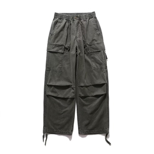 水洗做旧工装裤男女廓形宽松阔腿休闲裤口袋伞兵裤K9002-P66网图图片