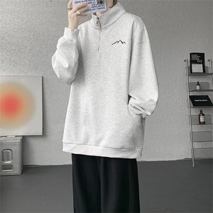 WY10146-特P47 加绒特批57 重磅曼巴棉半拉链刺绣大码休闲卫衣男图片