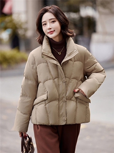 白鸭绒2025年冬季短款保暖中古风厚款新款现货大码羽绒服女图片