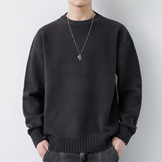 咖啡色针织圆领毛线衫男MY9617P55，男装针织衫/毛衣，星座914