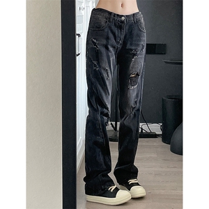 B221 美式ins高街小众个性男女破洞牛仔裤 LK23001-P65 控88图片