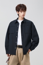 高品质鱼骨纹2026新款百搭翻领长袖衬衫A436-26020-P5589，男装衬衫，电商A436