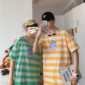 714-3-T093-p35男女短袖情侣装新款港风夏季装纹印花T恤潮图片