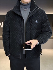 贴标花纹立领皮羽绒服男休闲保暖上衣外套A329-9961-P215，男装羽绒服，电商A329