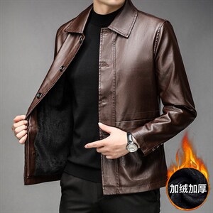 G98911男士2023冬新款长袖PU皮加绒皮衣修身皮夹克外套P102,男装皮衣,电商B360