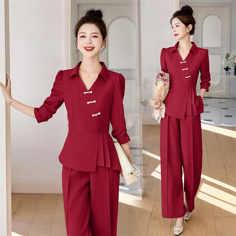 春季上衣裤子两件套套装喜婆婆礼服高贵年轻结婚衣服妈妈喜服婚宴图片