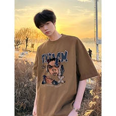休闲文艺情侣款短袖百搭时尚复古印花宽松上衣HY328TP25控39，男装T恤，电商A102B