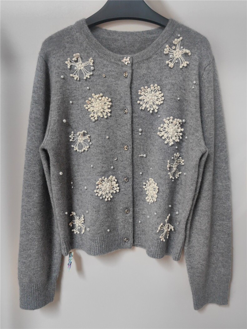 时尚新款开衫单排扣百搭休闲风，女装针织衫/毛衣，米田羊绒