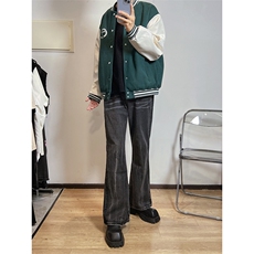 B221美式ins高街暗黑重工艺宽松微喇牛仔裤LK23128-P60控78，男装牛仔裤，电商B221