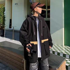拼接撞色外套男春秋季街头美式潮牌痞帅嘻哈机车风衣运动夹克，男装夹克，星座716-3