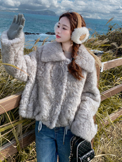 小个子皮毛一体毛毛外套女秋冬季2025新款环保皮草仿水貂毛上衣潮，女装皮草，纯色衣恋