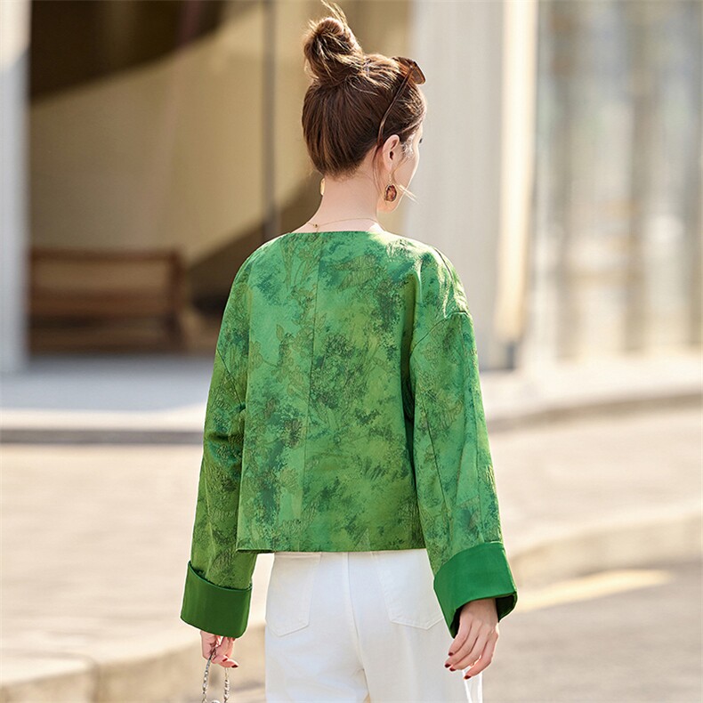 2025春季新款提花短外套女士圆领唐装复古G风新中式上衣,女装短外套,沁沁公主