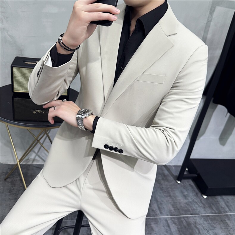 2026新款春秋商务正装修身西服套装男士休闲西装两件套8660-P240,男装西服套装,电商A355（原A415）