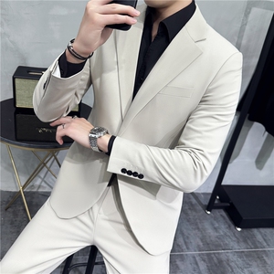 2026新款春秋商务正装修身西服套装男士休闲西装两件套8660-P240图片
