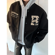 美式复古字母刺绣夹克男女高街痞帅棒球服宽松百搭情侣上衣JW224，男装夹克，星座1116A（原606A-3）