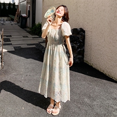 【现货】印花刺绣露肩连衣裙2C158-8660-P125-K188，女装连衣裙，2C158