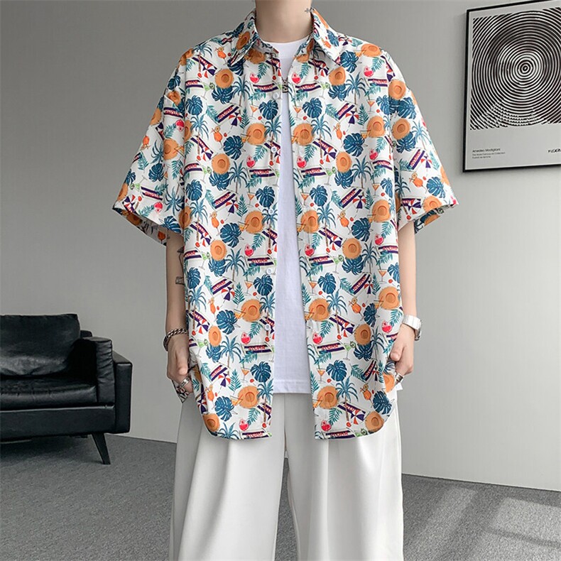 8XL-M花衬衫男短袖夏季薄款冰丝半袖宽松大码休闲外套DC28008P38,男装T恤,电商B312