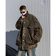 两面穿豹纹棉服男款冬季外套潮牌欧美街头棉衣夹克M9020-P90，男装棉衣，星座1109-3