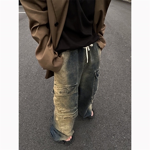 B221 美式ins高街暗黑小众渐变色宽松工装牛仔裤LK23143-P80控108图片