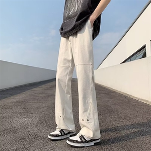 青春流行ins男原宿美式vibe裤子直筒水洗拉链牛仔裤潮N609P42图片
