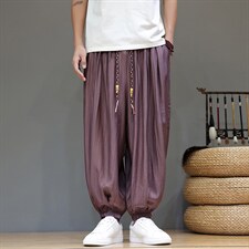 2026夏装新款风夏季轻薄透气冰丝灯笼裤宽松版2503-P55，男装休闲裤，电商A057B