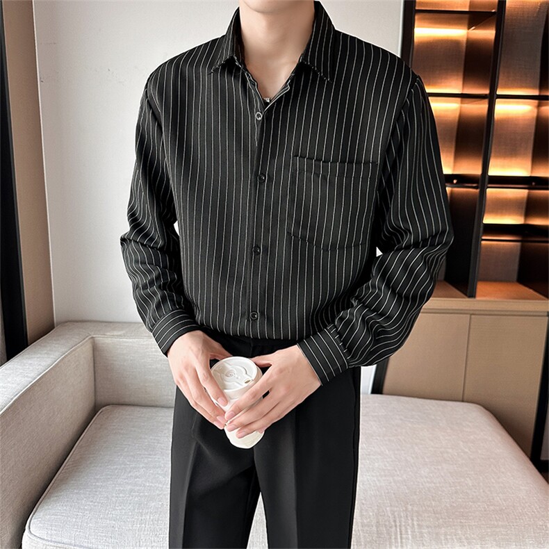 条纹长袖衬衫男薄款ins休闲衣服潮流衬衣C017-P40,男装衬衫,星座308B-2