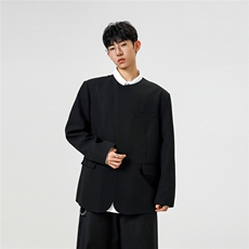 无影墙圆领新中式西服M-5XL大码宽松休闲西装男XF78107P85控138，男装西服套装，星座227-7