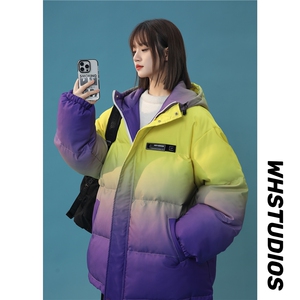 XZ-230-1MY53中性风简约百搭轻奢扎染渐变休闲连帽棉服P128控158图片