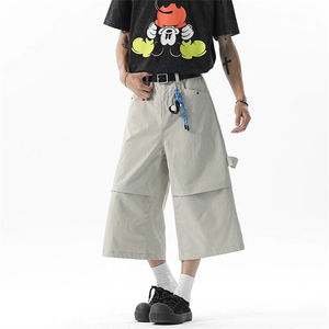 夏季美式复古褶皱工装七分裤中裤宽松阔腿休闲裤男女YD710-P60图片