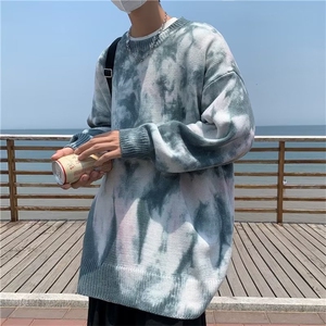 扎染高级感针织衫男vibe美式暗黑做旧高街潮毛衣M9909P30图片
