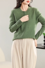 时尚百搭女士秋冬款羊毛针织衫修身显瘦圆领长袖毛衣，女装羊毛衫，北娇羊绒