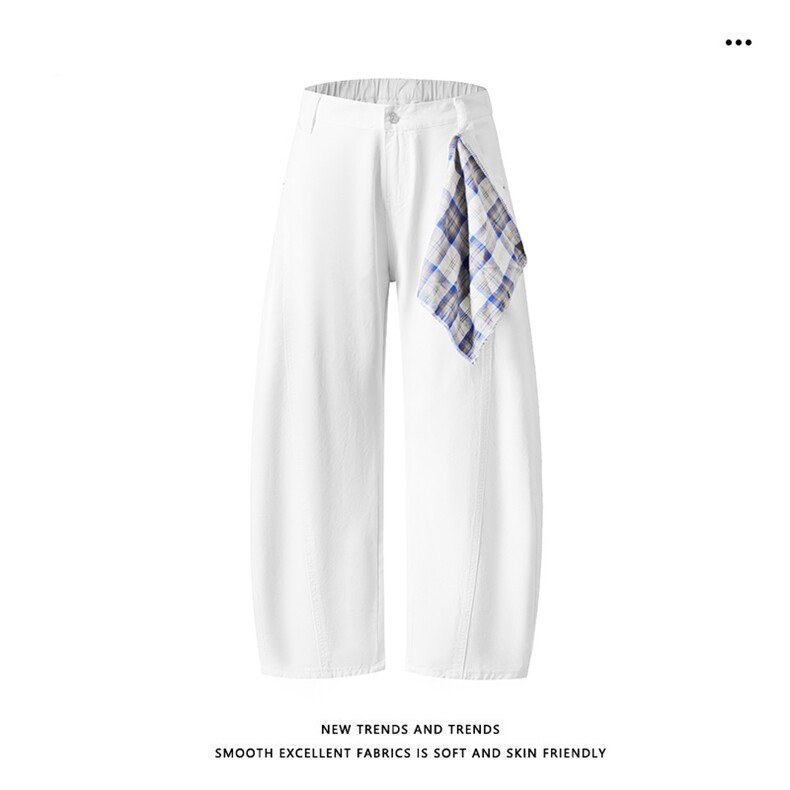 美式纯棉百搭休闲拼接方巾设计宽松长裤K360特批3259.9，男装休闲裤，星座718-1