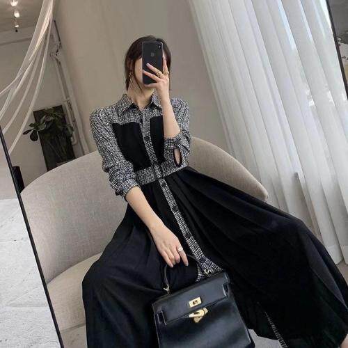 【东方名裳】连衣裙小香风拼接设计，女装连衣裙，东方名裳