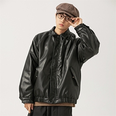 2026冬季新款男装日系潮牌纯色休闲皮衣棉服加厚外套MY382-F145，男装皮衣，电商A101（原外27）