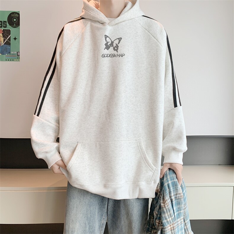 400高克重华棉卫衣秋冬新款内景宽松连帽衫男WY00175/P55加绒P60,男装卫衣,电商B316