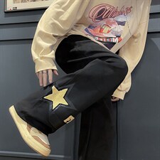 美式印花休闲裤男春秋ins潮牌宽松运动裤情侣百搭拖地裤K446-p42，女装休闲裤，星座1008-1