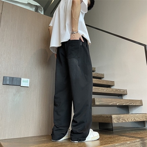 2025春季新款垂感休闲裤男宽松直筒卫裤九分裤纯色百搭K222P55图片
