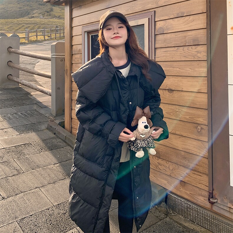 韩版减龄加厚娃娃领中长款羽绒服女2025年冬季新款显瘦白鸭绒外套,女装羽绒服,魅家